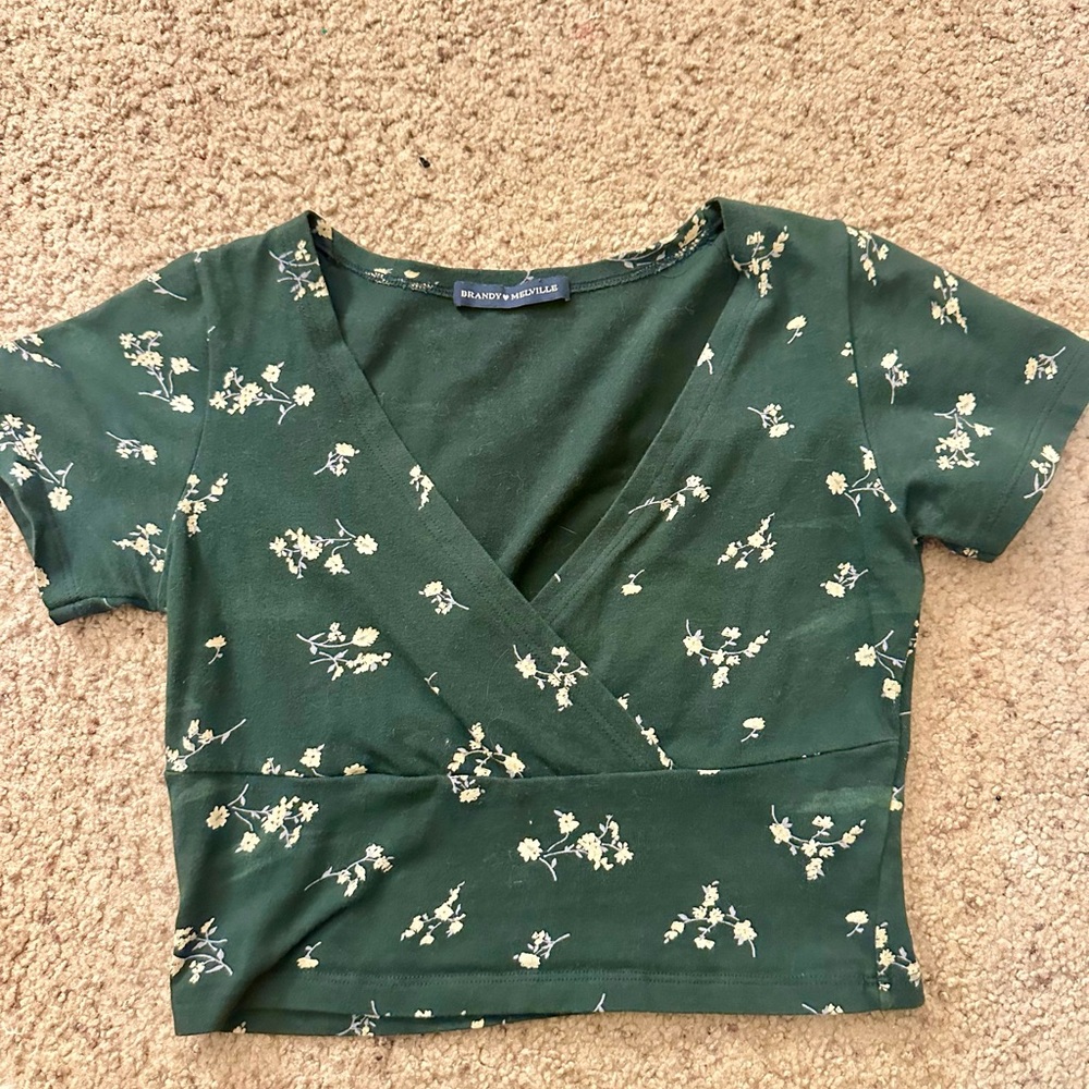 Brandy Melville Amara Top green floral